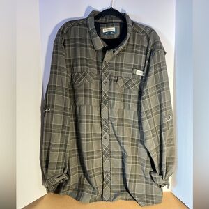 Magellan Outdoors Classic Fit 3XL Men's Grey Plaid Button Up Shirt with Collar